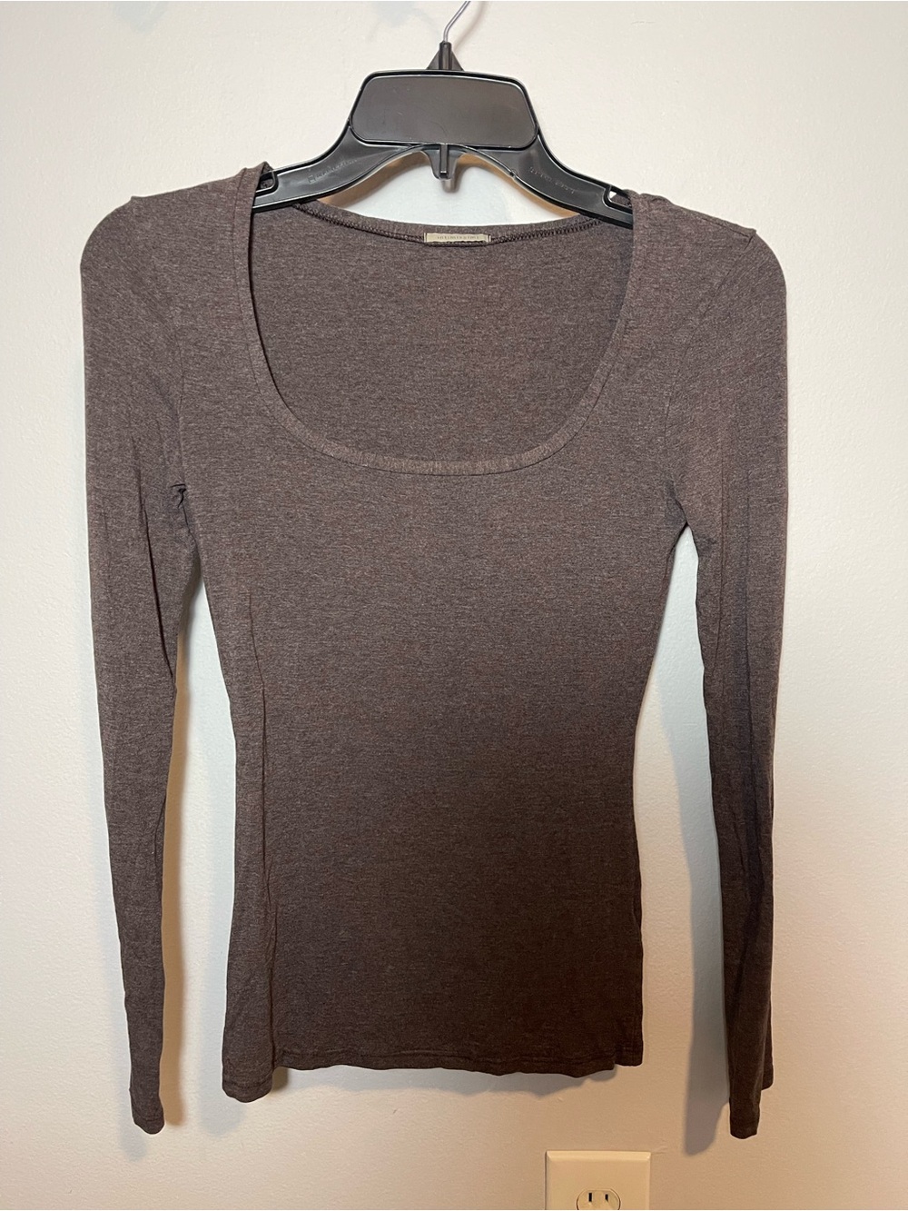 Intimissimi Brown Long Sleeve Modal Cashmere Scoop Neck Top Small